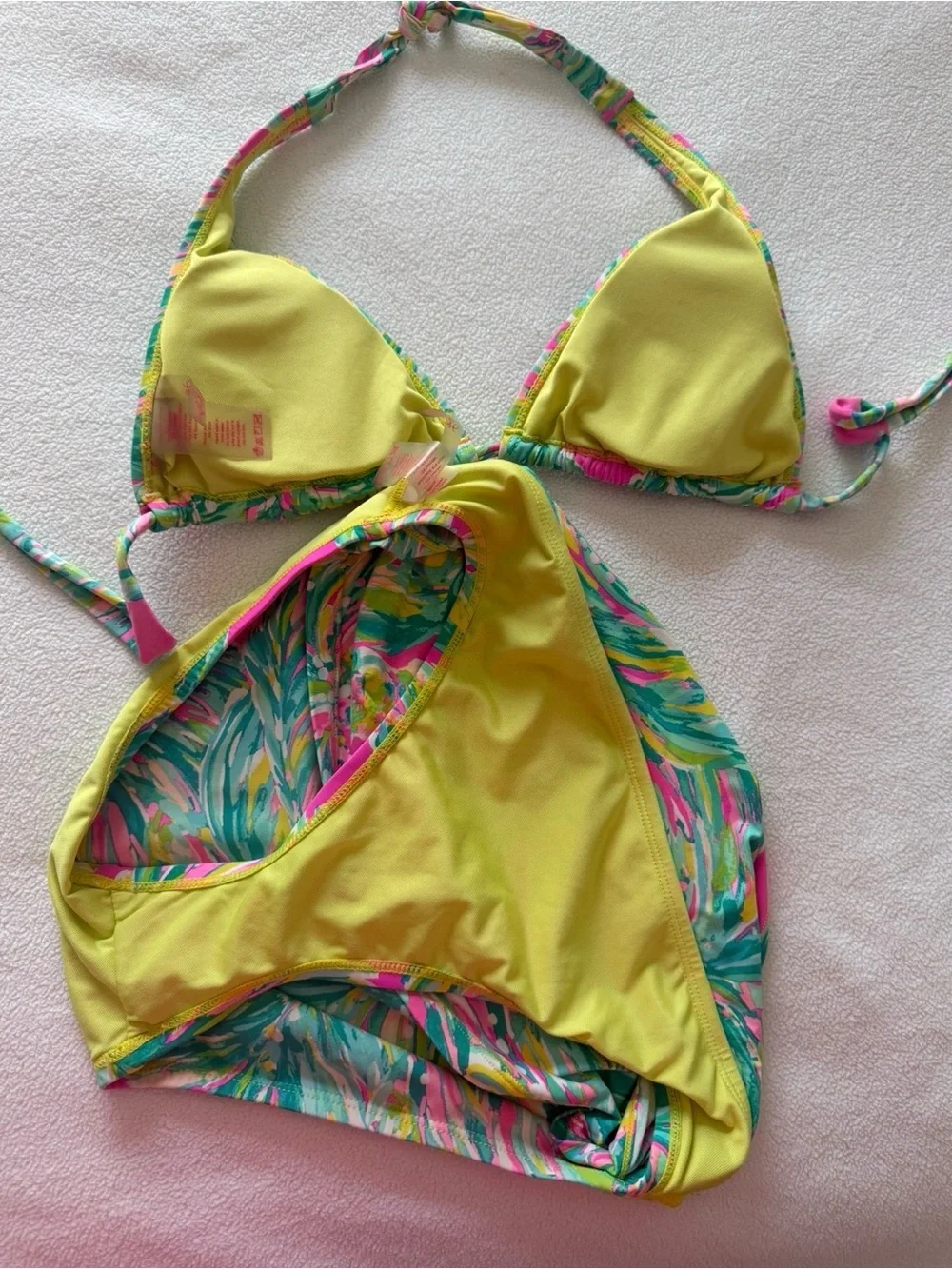 Lilly Pulitzer Bikini Set Size 6 Tropical Floral Halter Foldover Bottoms